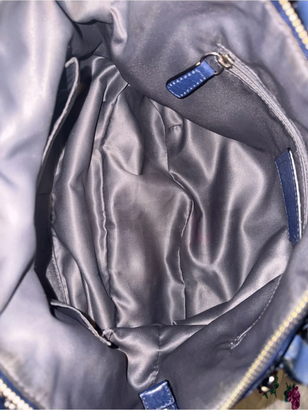 Coach Navy Circle Signature Satchel with Leather Trim